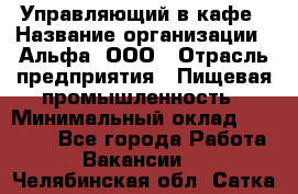 Управляющий в кафе › Название организации ­ Альфа, ООО › Отрасль предприятия ­ Пищевая промышленность › Минимальный оклад ­ 15 000 - Все города Работа » Вакансии   . Челябинская обл.,Сатка г.